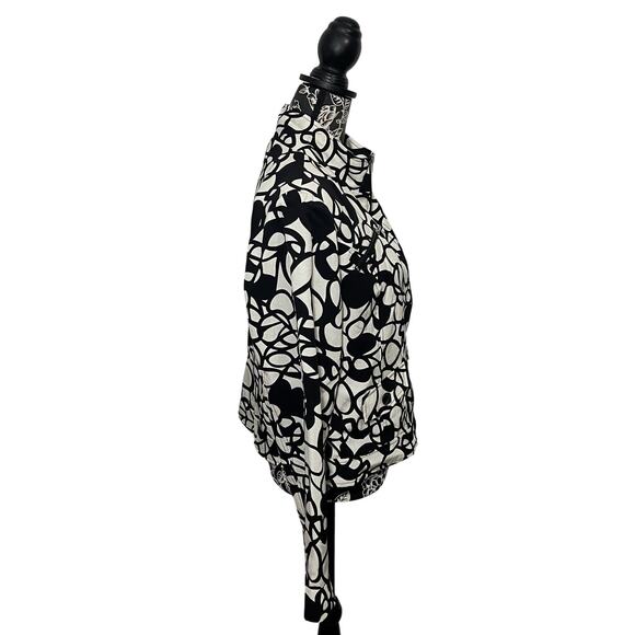 Robert Kitchen Canada Black & White Abstract Print Zip-Up Moto Jacket - Size XL - Picture 6 of 8